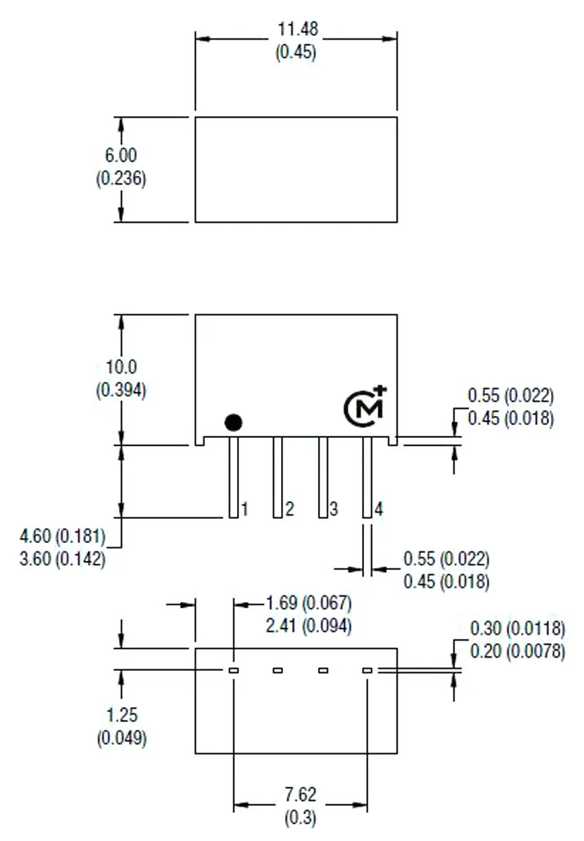 Murata Power Solutions MEE1S2412SC Isolated Through Hole DC/DC Converter 1kV Isolation ITE 1:1 1 W Output 12 V 83 mA - Image 2