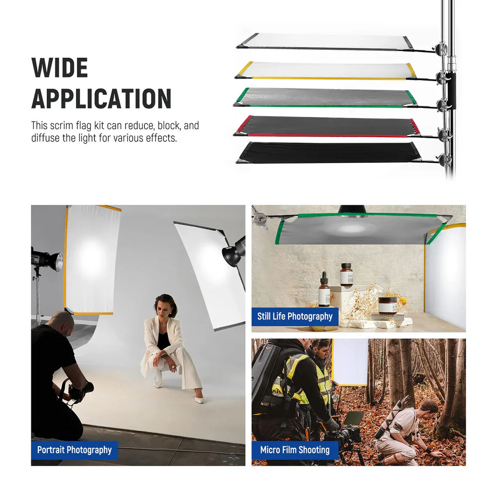 Neewer 5-in-1 Foldable Scrim Flag Kit (24 x 36") - Image 6