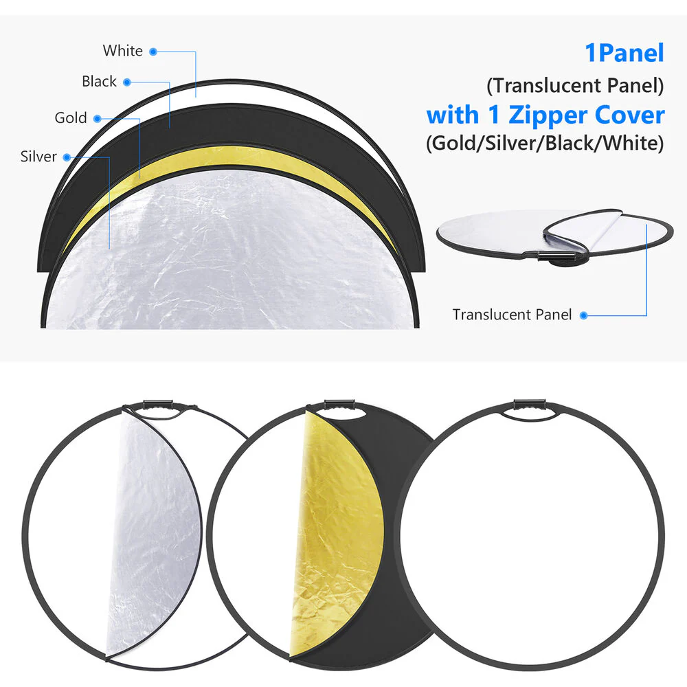 Neewer 5-in-1 Portable Collapsible Round Multi-Disc Reflector (31.5") - Image 2