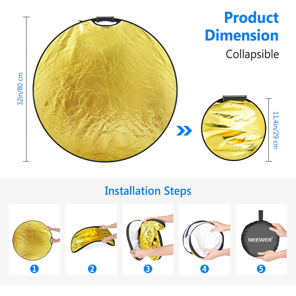 Neewer 5-in-1 Portable Collapsible Round Multi-Disc Reflector (31.5") - Image 6