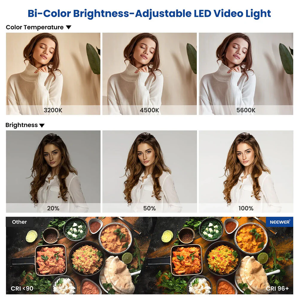Neewer Bi-Color Video LED 2-Light Kit with Stands - Image 5