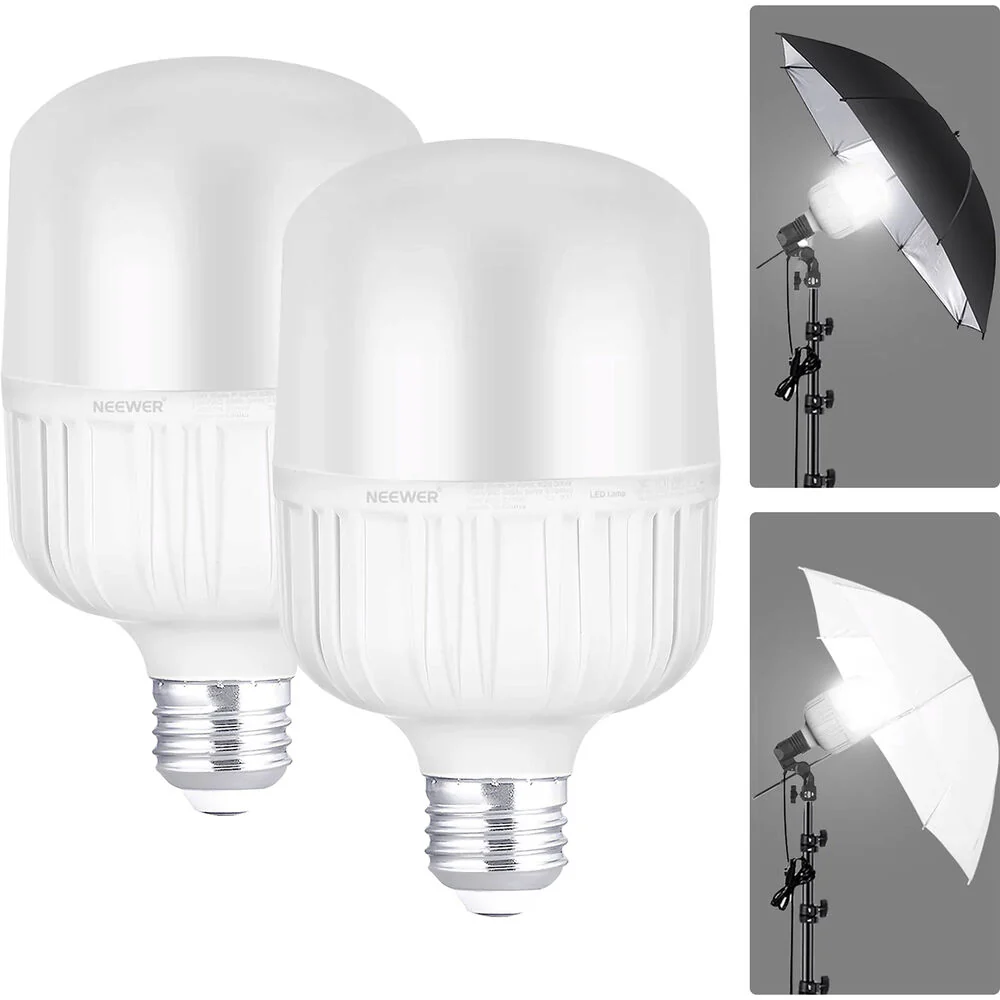 Neewer Daylight LED Light Bulb (24W, 2-Pack)