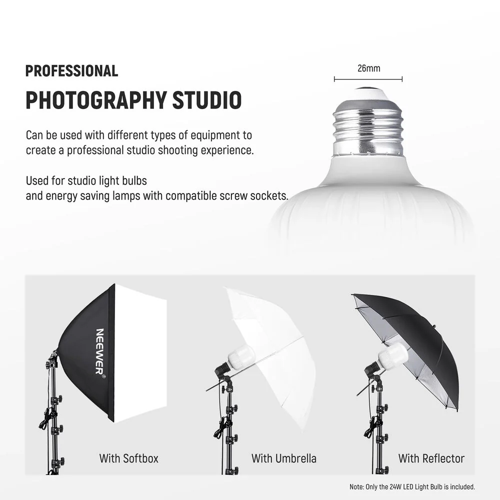 Neewer Daylight LED Light Bulb (24W, 2-Pack) - Image 5