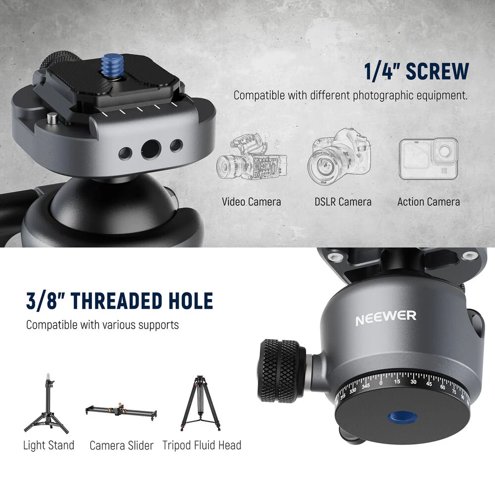 Neewer GM41 Low Profile Tripod Ball Head - Image 6