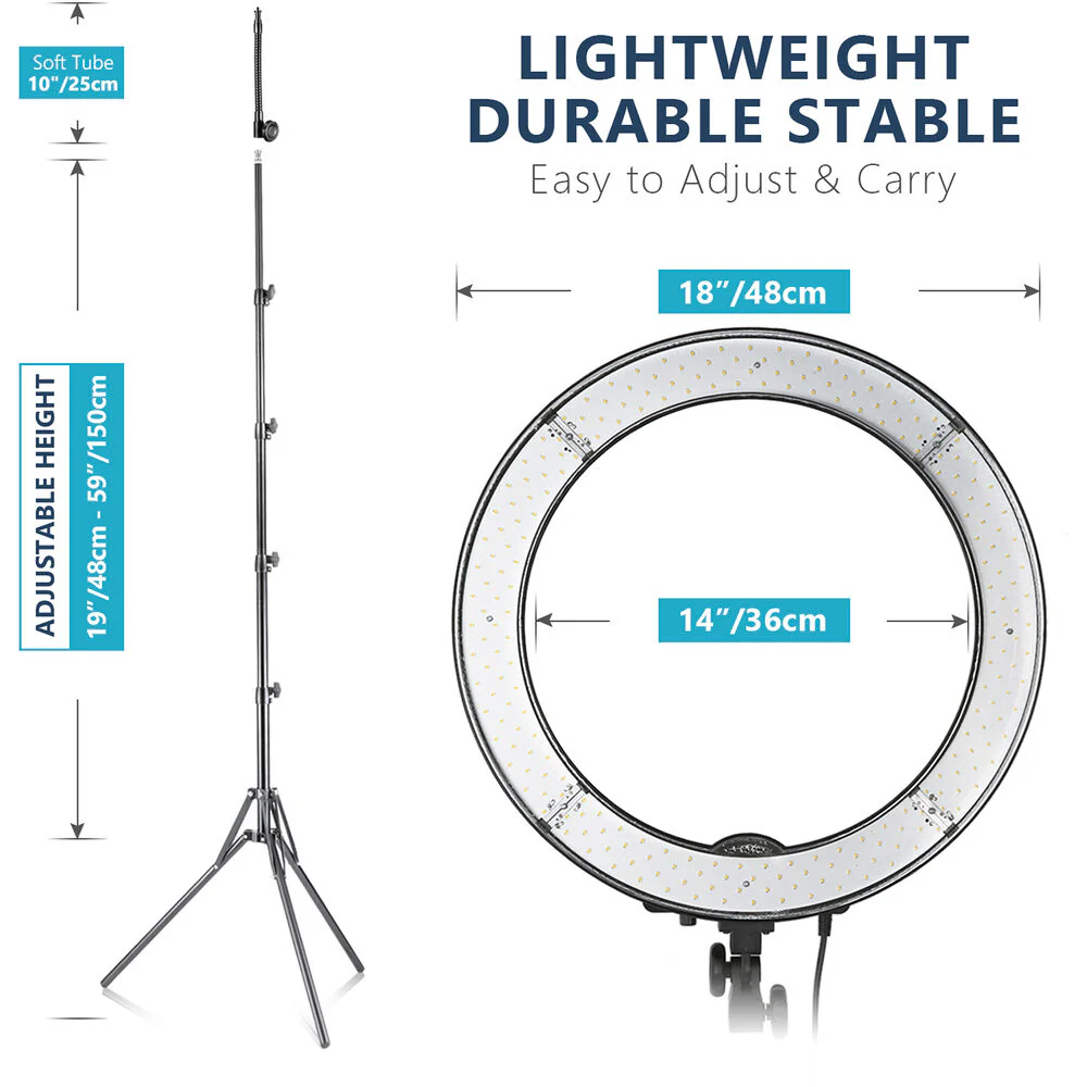 Neewer LED Ring Light Kit with Stand and Accessories (18") - Image 3