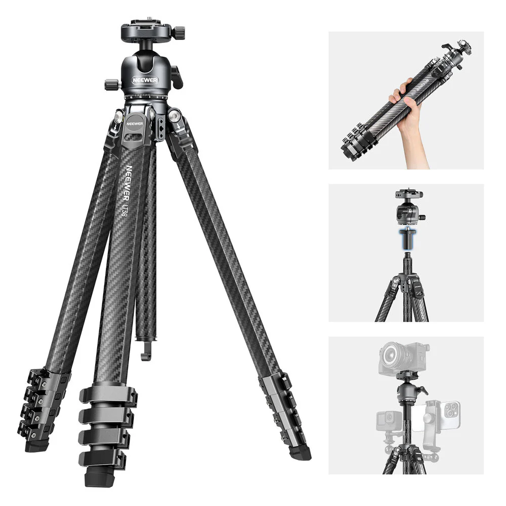 Neewer LT38 Carbon Fiber LITETRIP Travel Tripod with Panoramic Ball Head (61") - Image 2