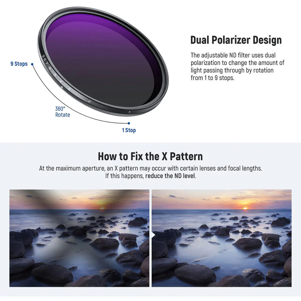 Neewer MRC ND2-ND400 VND Filter with Lens Cap (62mm) - Image 6