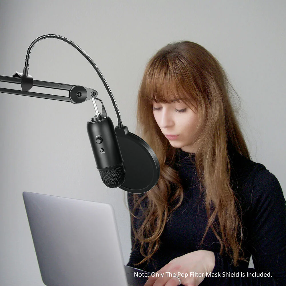 Neewer NWN3 Dual-Layer 6" Pop Filter/Shield with Gooseneck and C-Clamp (Black) - Image 6