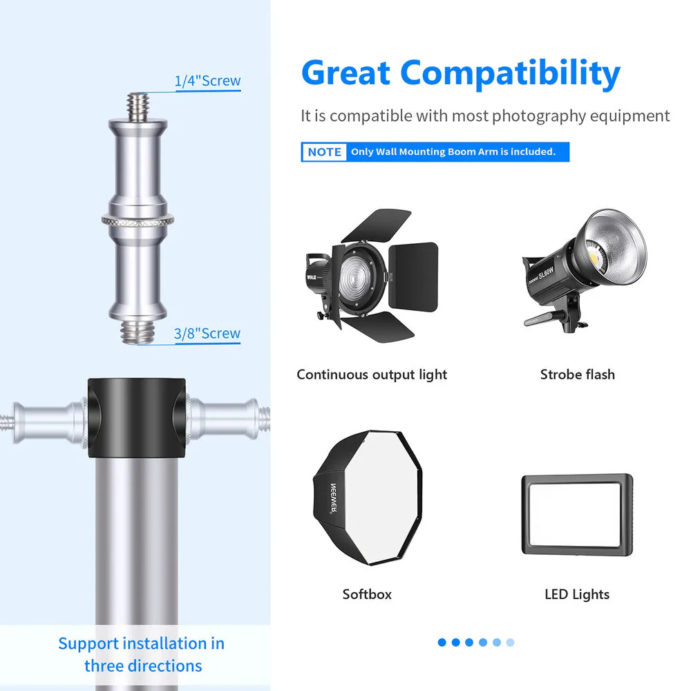 Neewer Wall-Mounting Boom Arm (5.9', Black) - Image 5