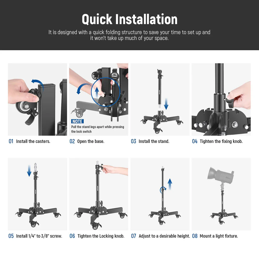 Neewer Wheeled Base Light Stand - Image 7