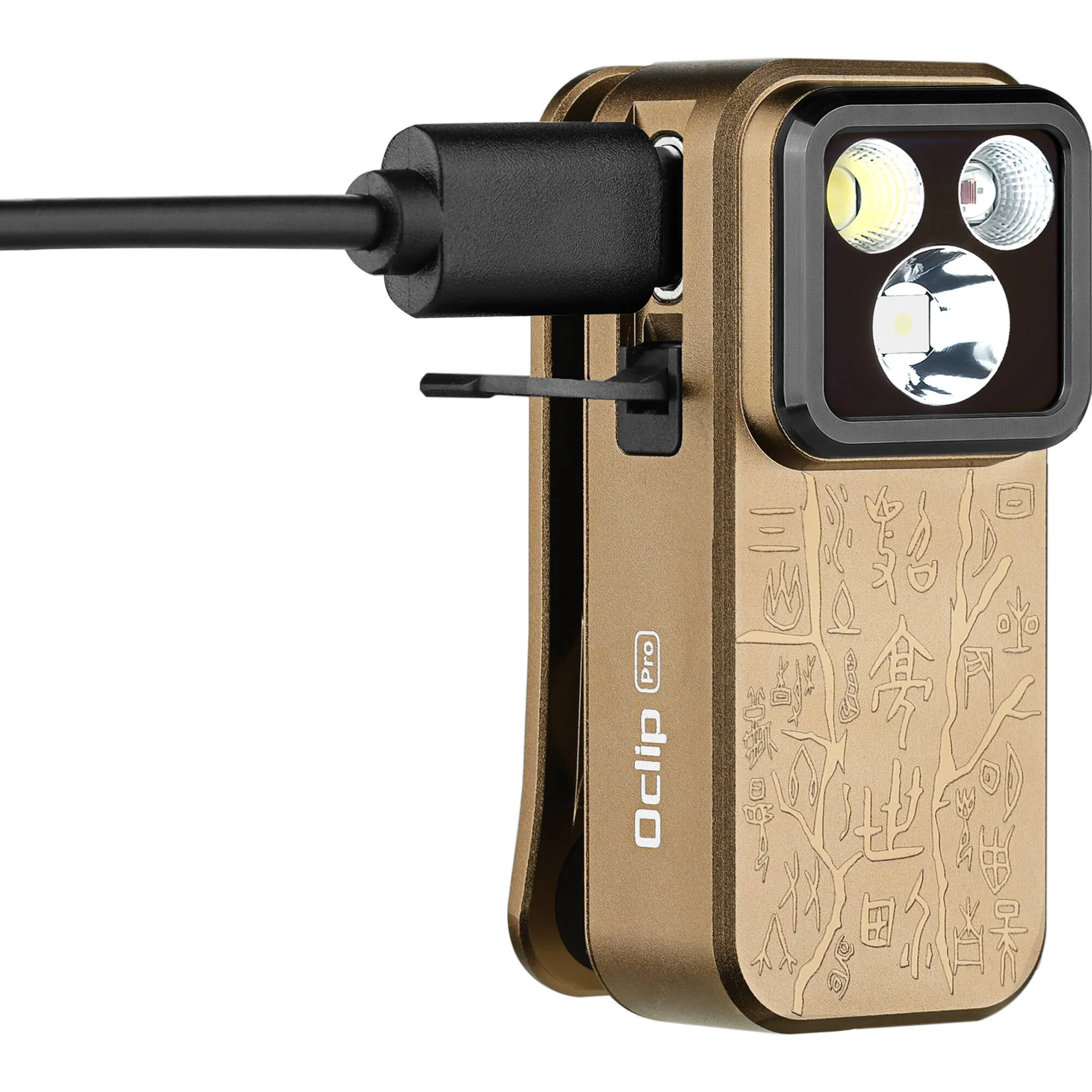 Olight Oclip Pro Rechargeable Clip-On Light (Tan with Ancient Script) - Image 4
