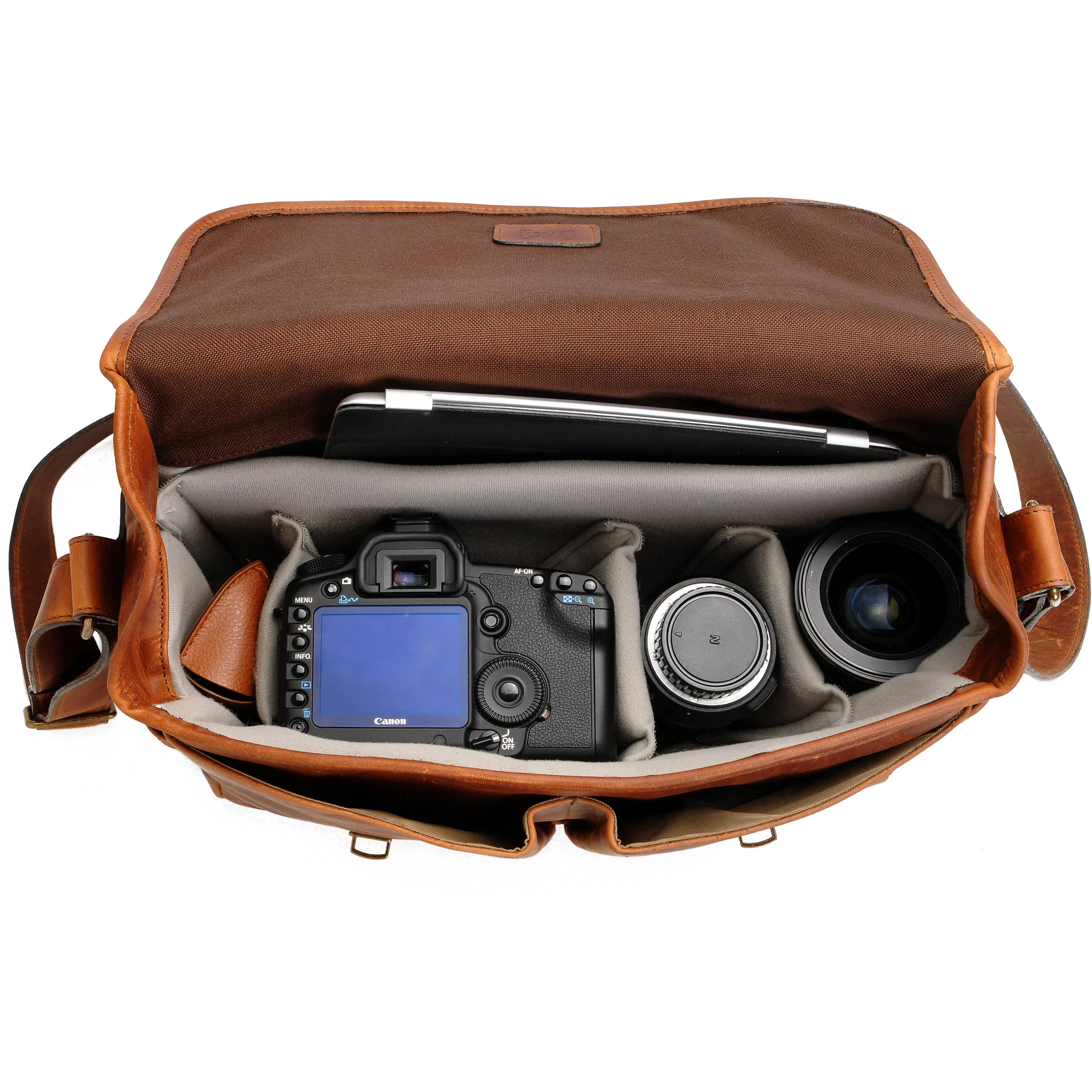ONA Brixton Camera/Laptop Messenger Bag (Leather, Antique Cognac) - Image 5