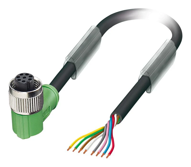 PHOENIX CONTACT 1522639 Sensor Cable, 90° M12 Receptacle, Free End, 8 Positions, 3 m, 9.8 ft GTIN UPC EAN: 4017918957469 SAC-8P- 3,0-PUR/M12FR