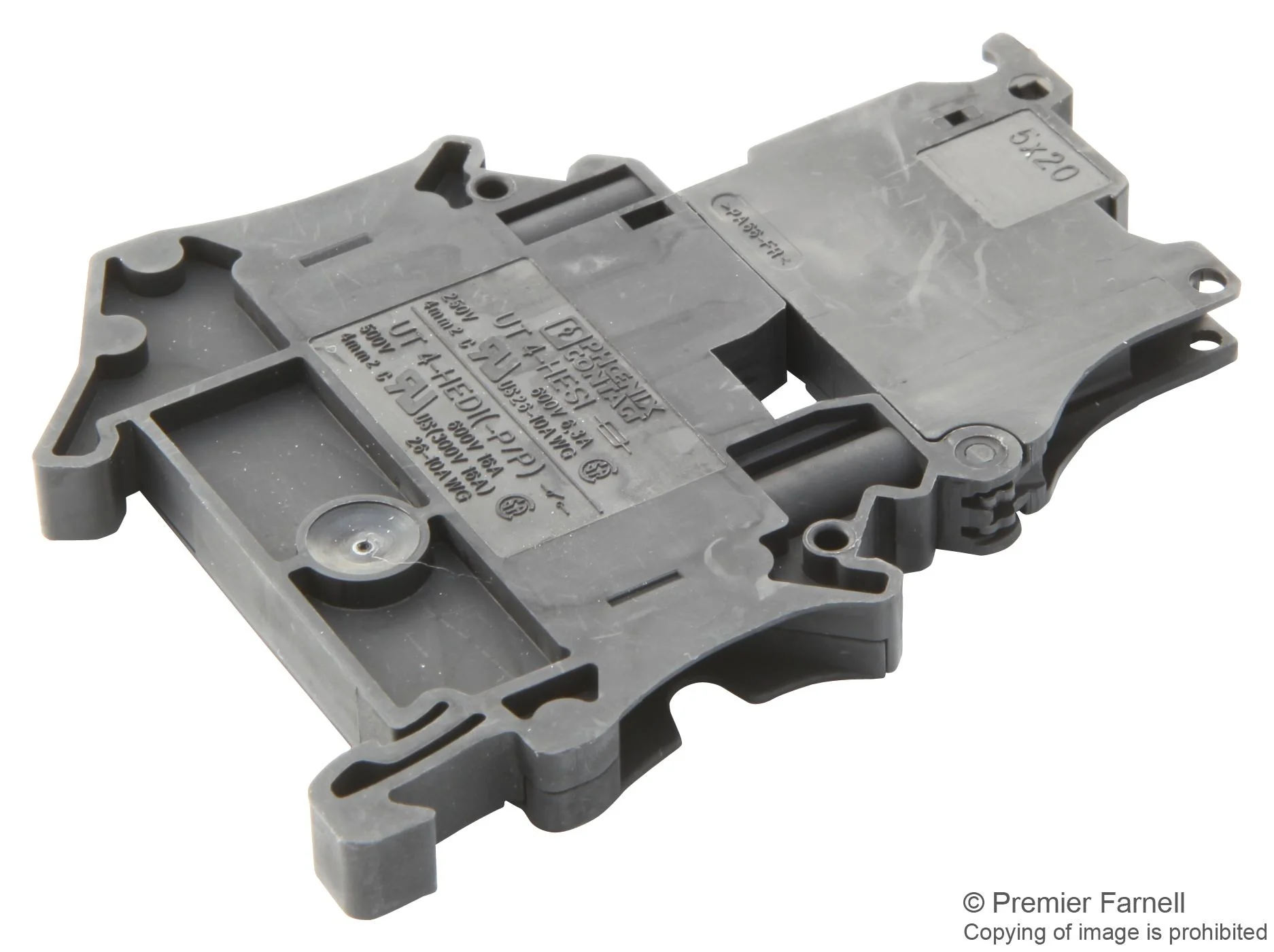 Phoenix Contact UT 4-HESILA 250 (5X20) Fused Terminal Block 2 Ways 26AWG to 10AWG 6 mm² Screw 6.3 A V - Image 2