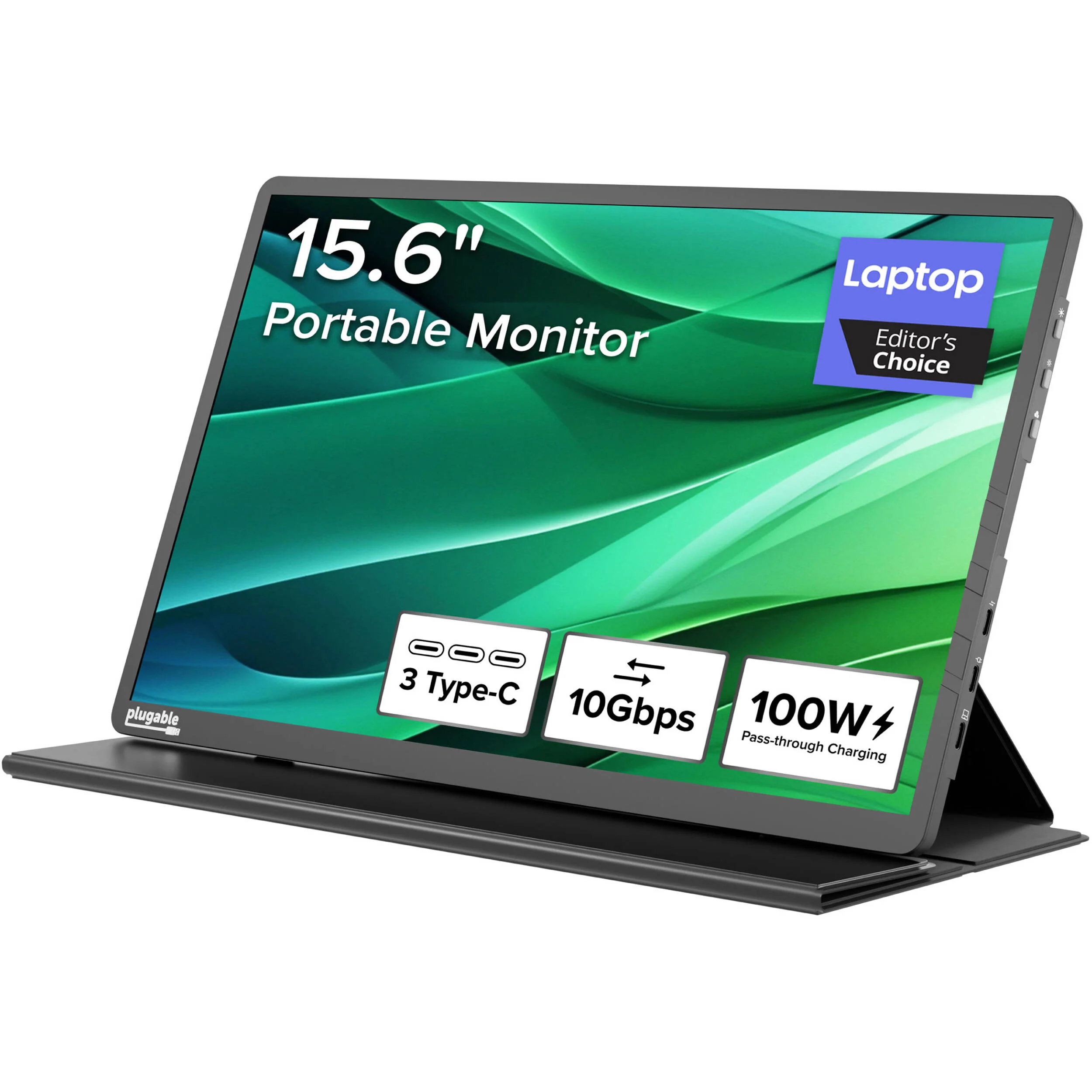 Plugable 15.6" USB-C Portable Monitor with Universal Tablet Stand, Bluetooth Keyboard, and Case - Image 4