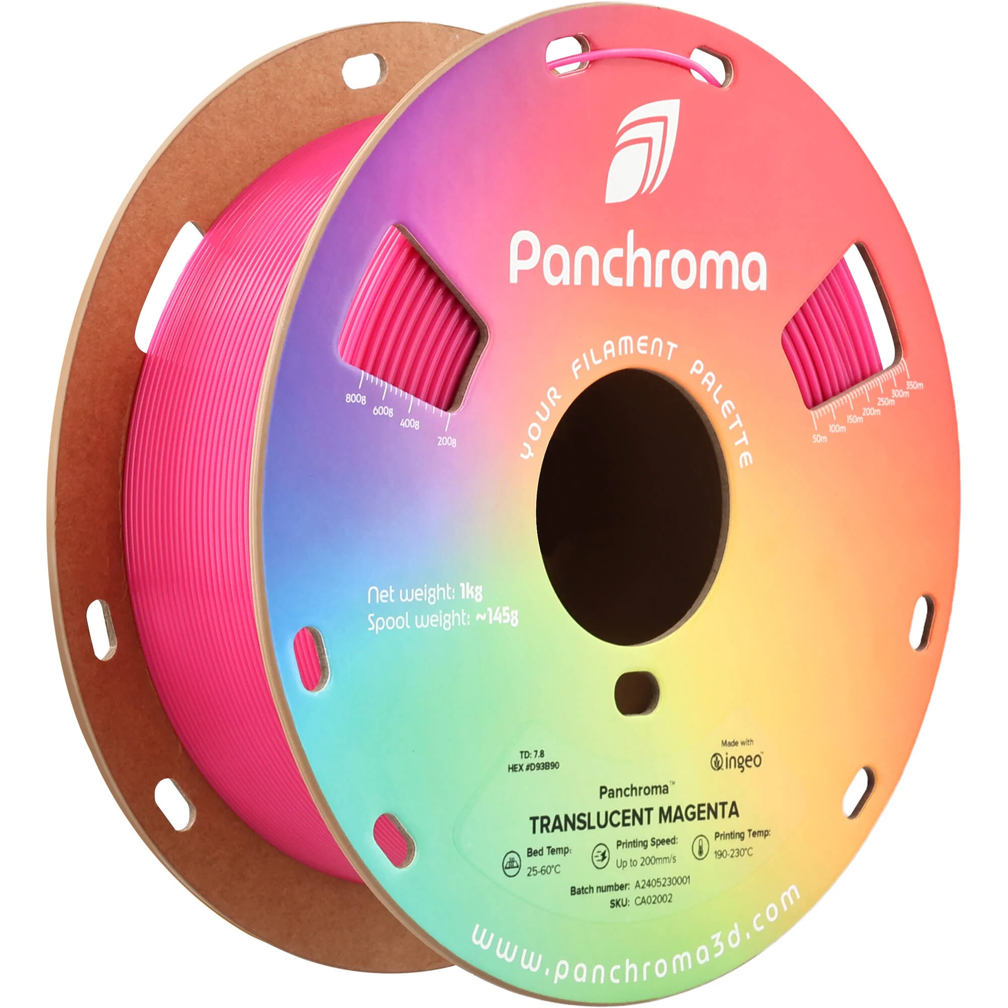 Polymaker Panchroma Translucent PLA Filament (1kg, Magenta)