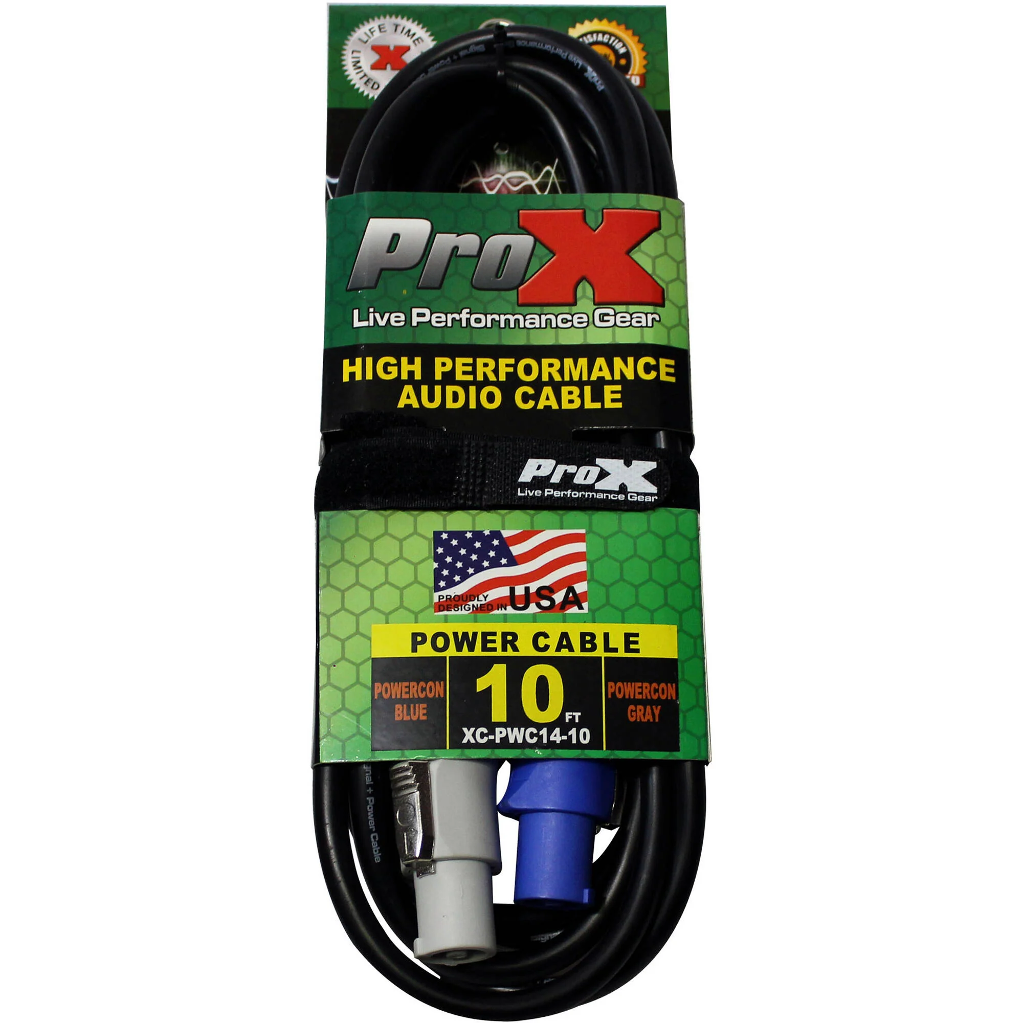ProX 14 AWG High-Performance powerCON-Type Grey Male to Blue Male Cable (10') - Image 2