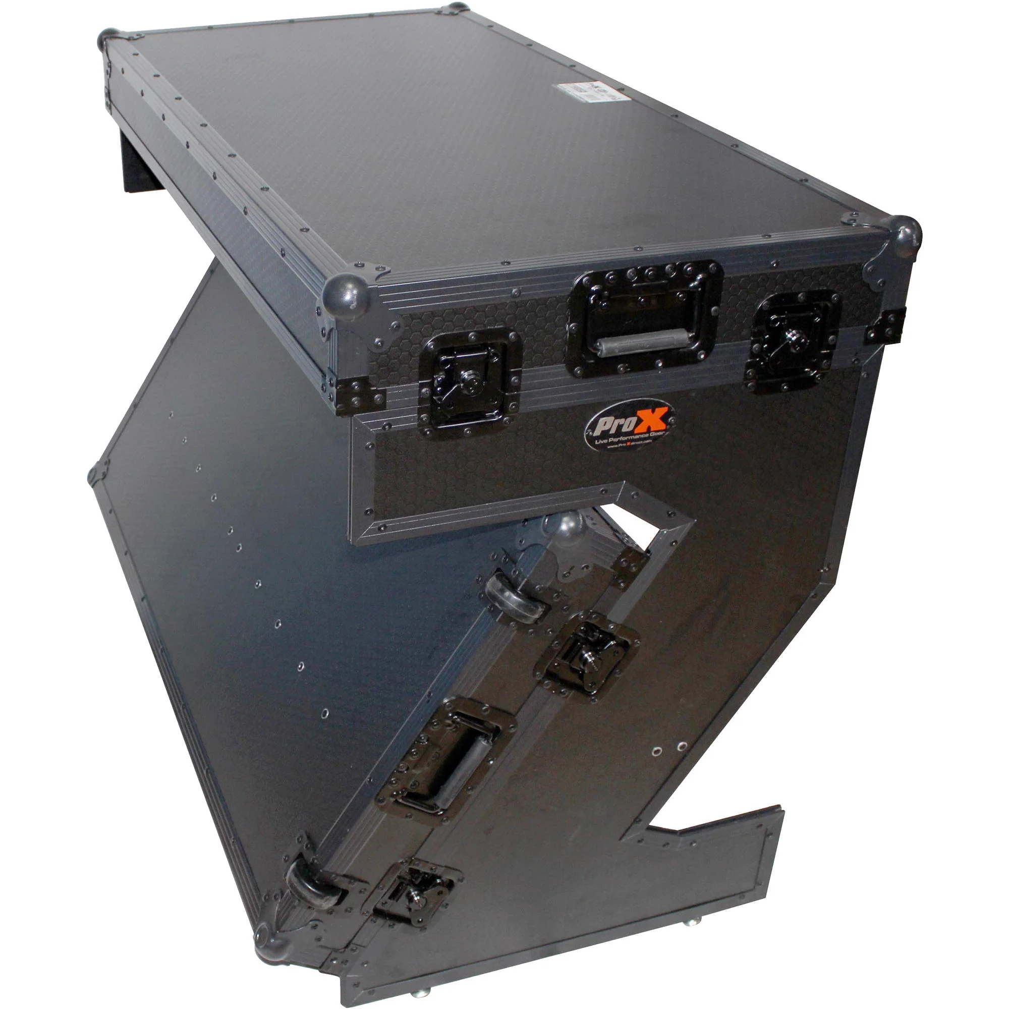 ProX DJ Z-Table MK2 Portable Z-Style DJ Table Flight Case with Handles & Wheels (Black on Black) - Image 3