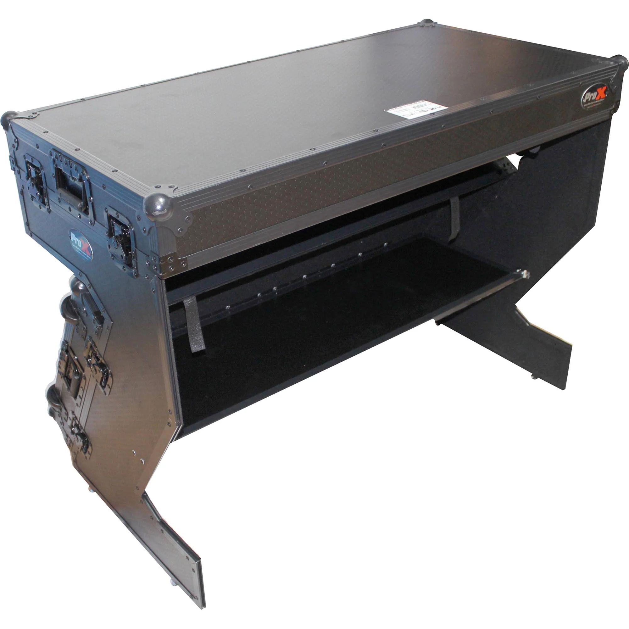 ProX DJ Z-Table MK2 Portable Z-Style DJ Table Flight Case with Handles & Wheels (Black on Black) - Image 8