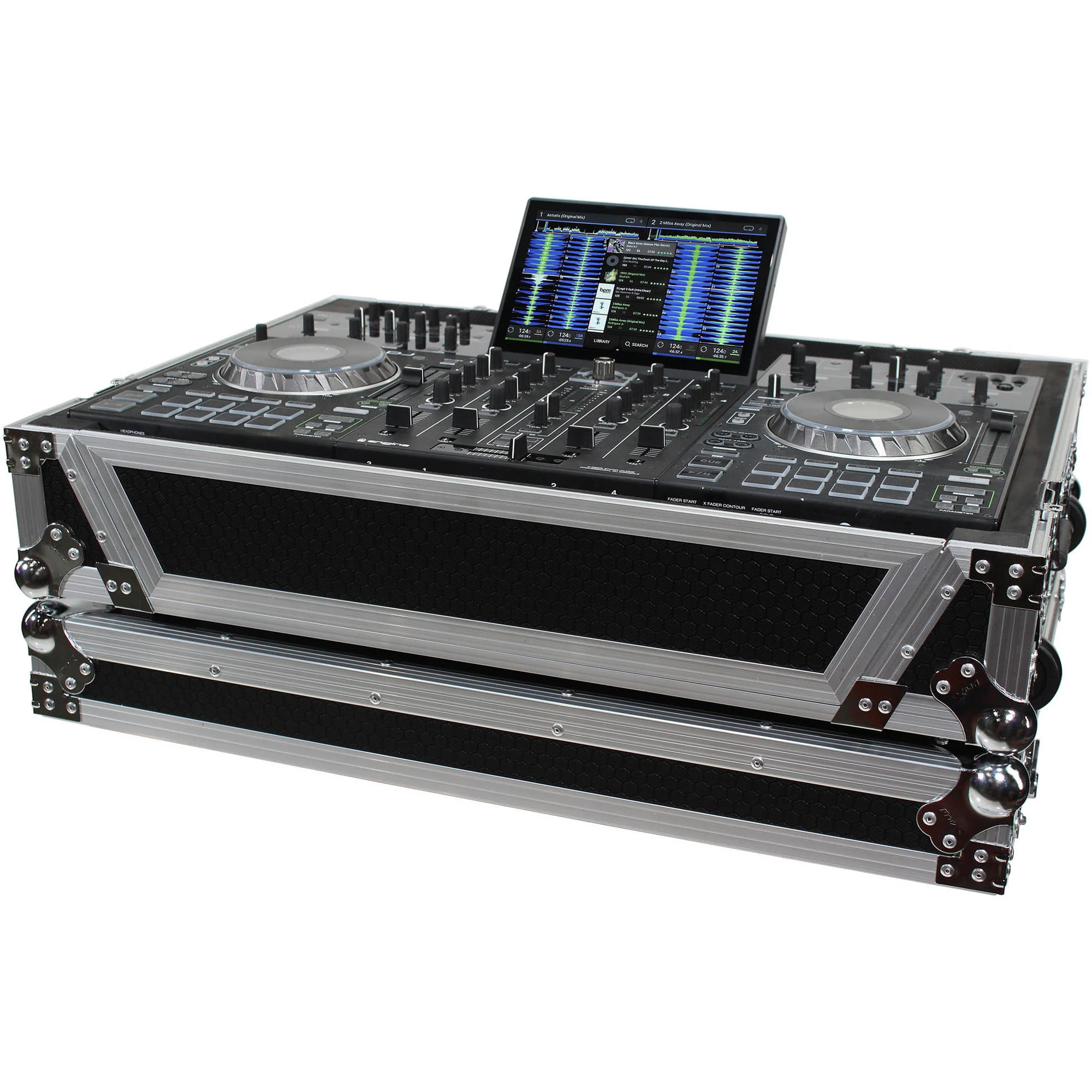 ProX XS-PRIME4 W Flight Case with 1 RU Rackspace and Wheels for Denon DJ Prime 4 (Silver on Black) - Image 3