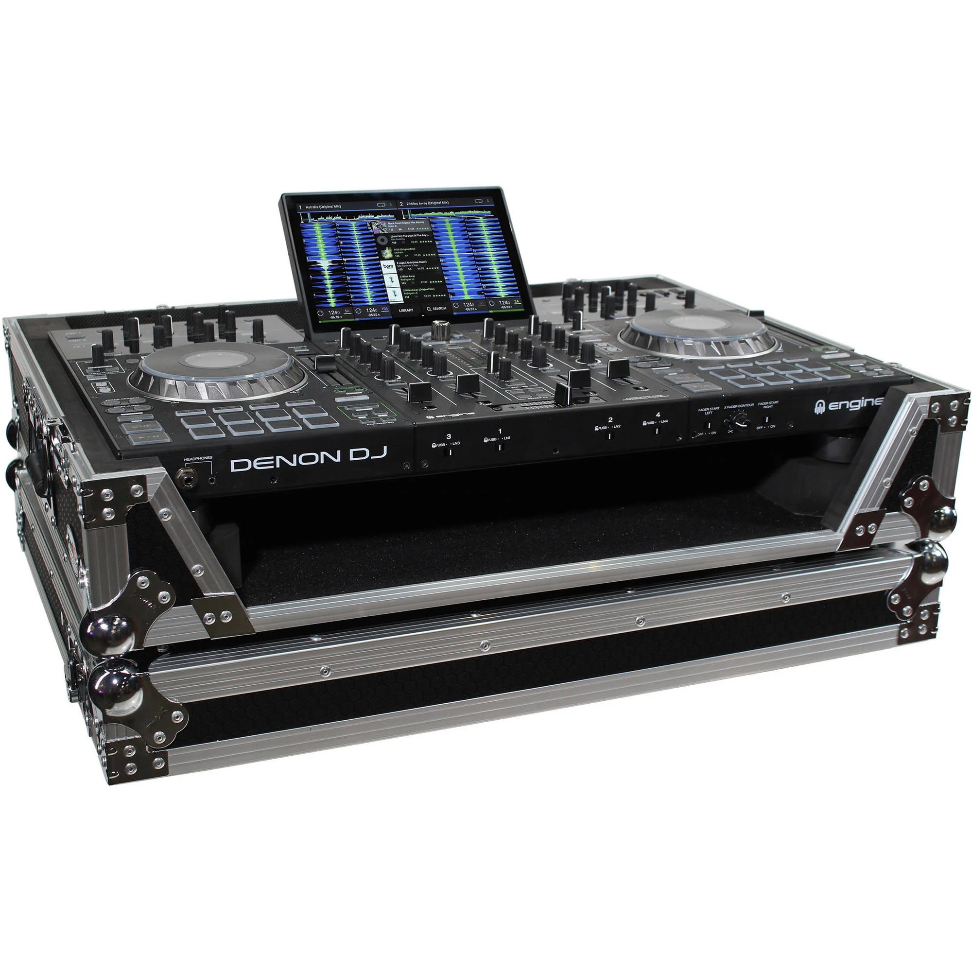 ProX XS-PRIME4 W Flight Case with 1 RU Rackspace and Wheels for Denon DJ Prime 4 (Silver on Black) - Image 4