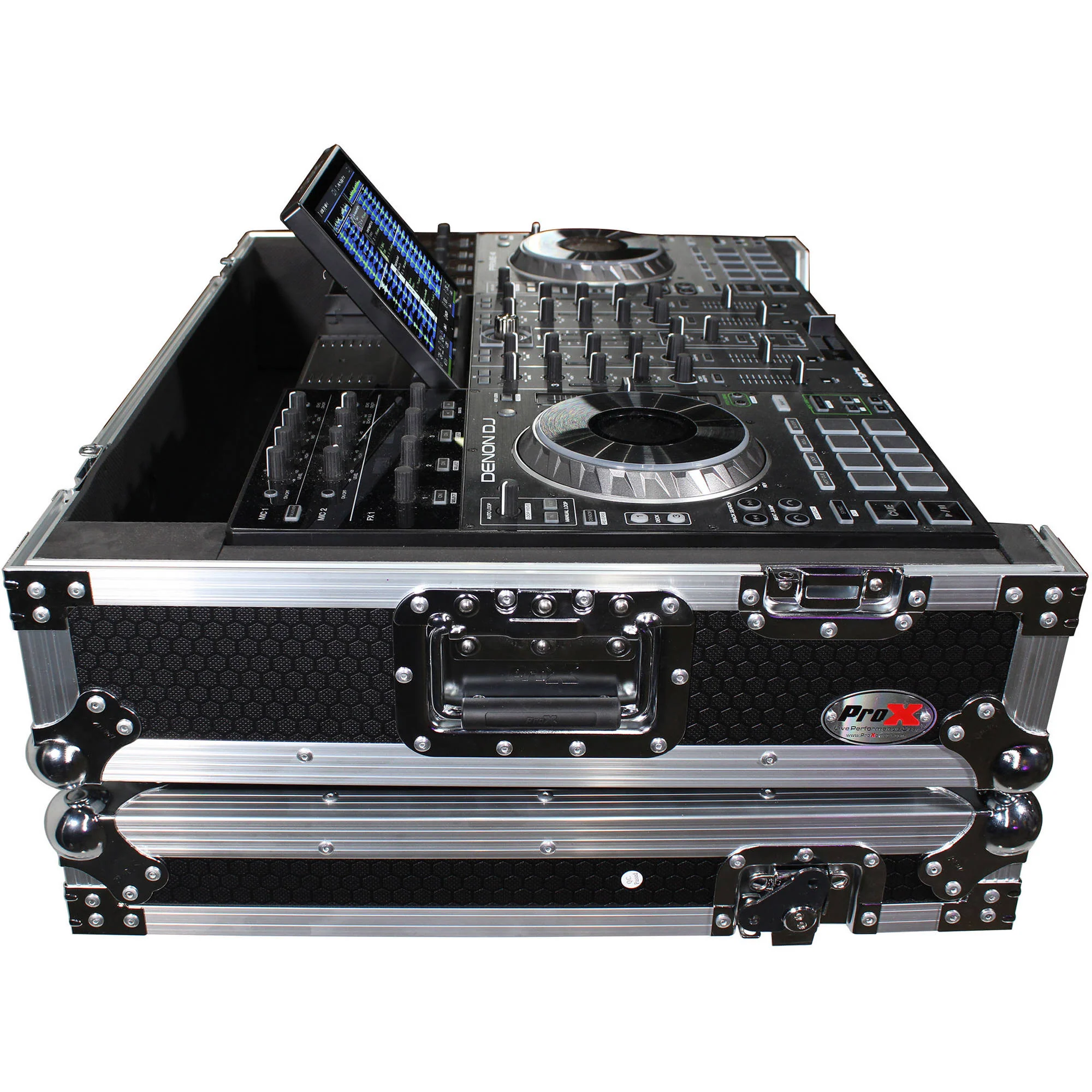 ProX XS-PRIME4 W Flight Case with 1 RU Rackspace and Wheels for Denon DJ Prime 4 (Silver on Black) - Image 7