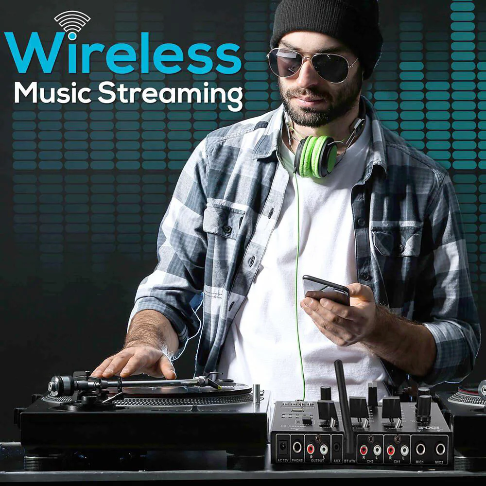 Pyle Pro PMX8BU Wireless 3-Channel DJ Mixer with Bluetooth - Image 2