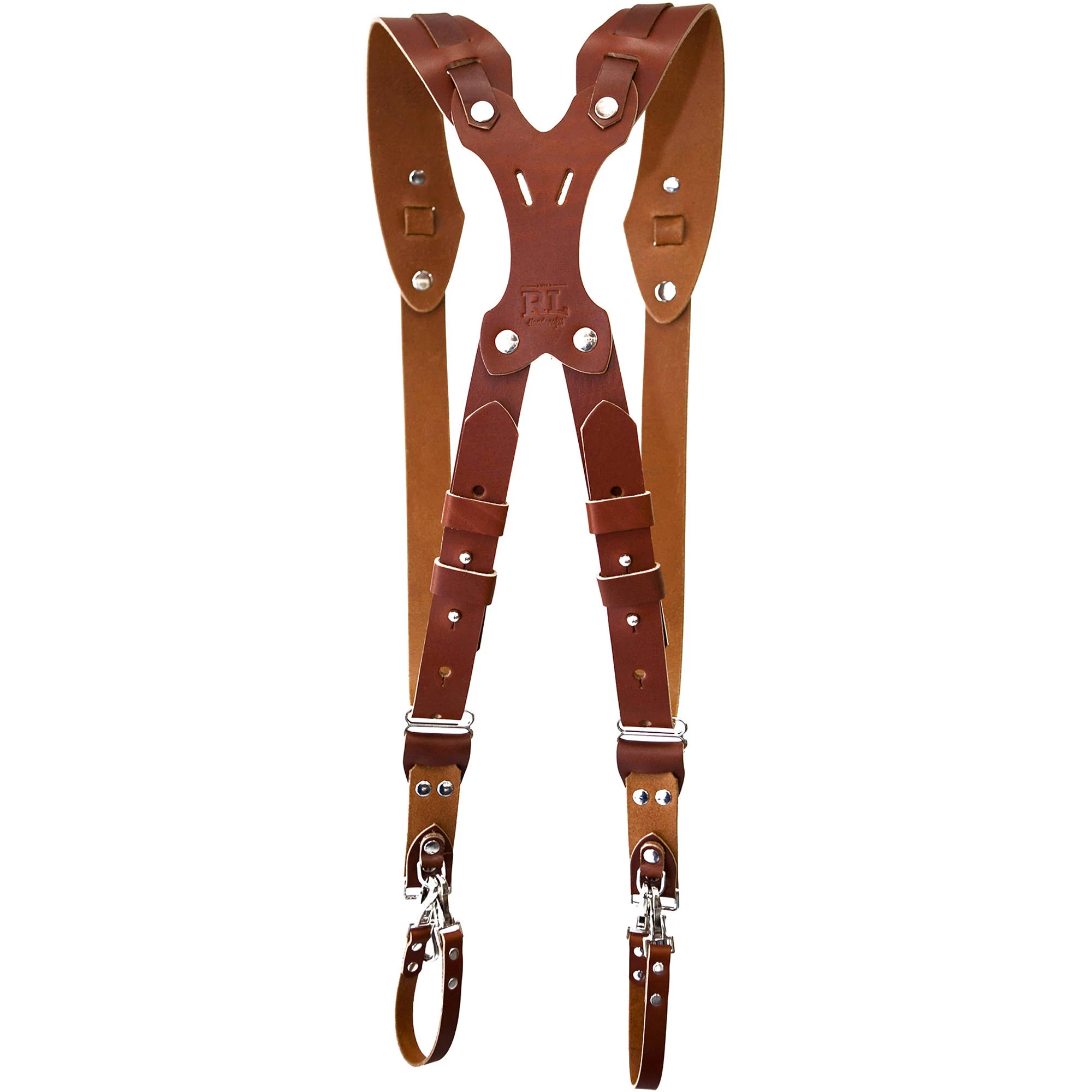 RL Handcrafts Clydesdale Pro Dual Leather Camera Harness (Small, Tan) - Image 4