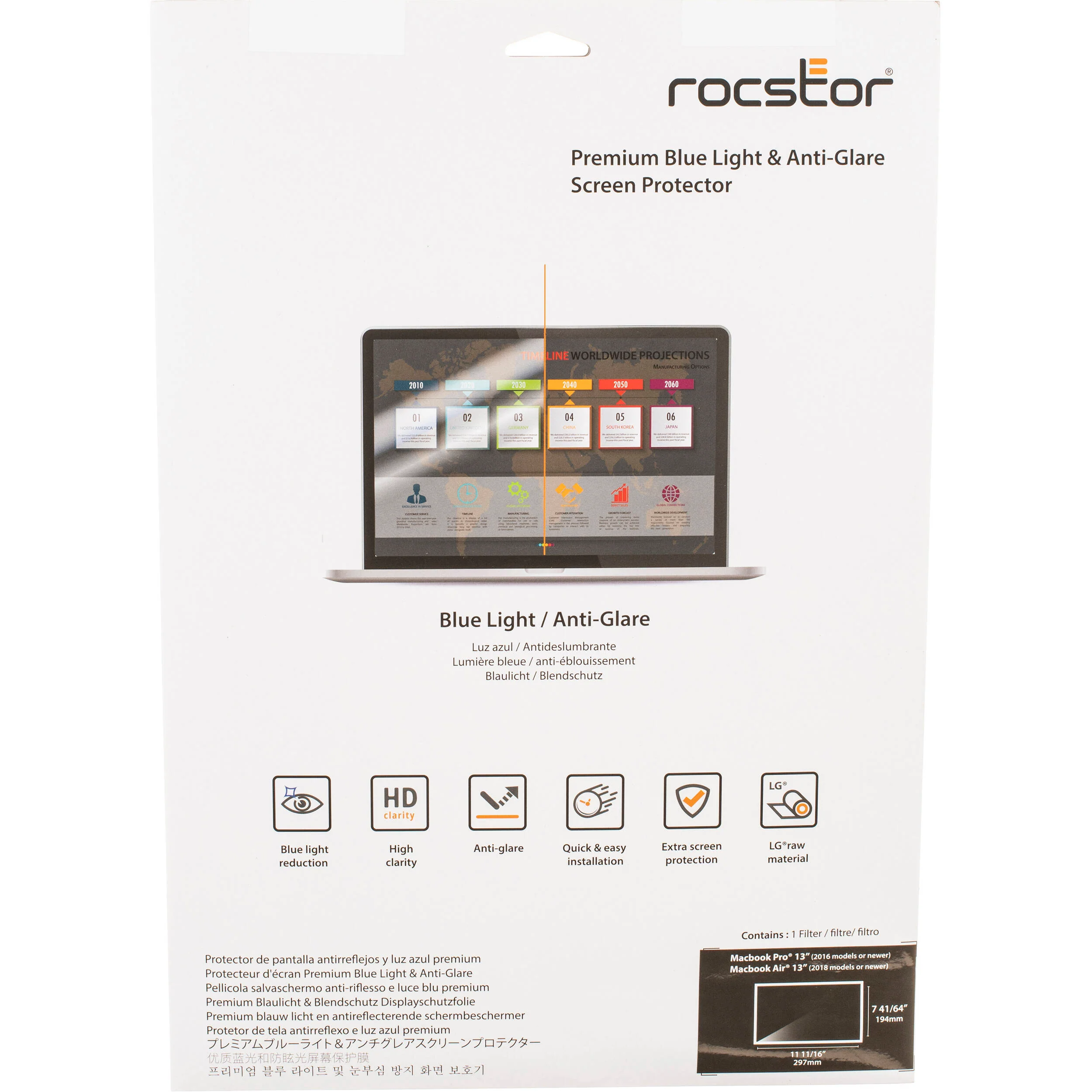 Rocstor Blue Light and Anti-Glare Screen Protector for Select 13" MacBook Pro and Air - Image 2