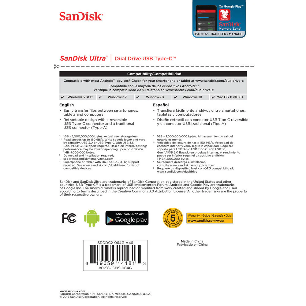 SanDisk 64GB Ultra Dual Drive USB Type-C Flash Drive - Image 9