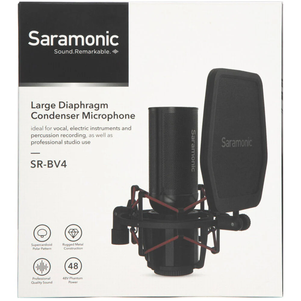 Saramonic SR-BV4 Supercardioid Large-Diaphragm Condenser Microphone with Shockmount & Pop Filter - Image 7