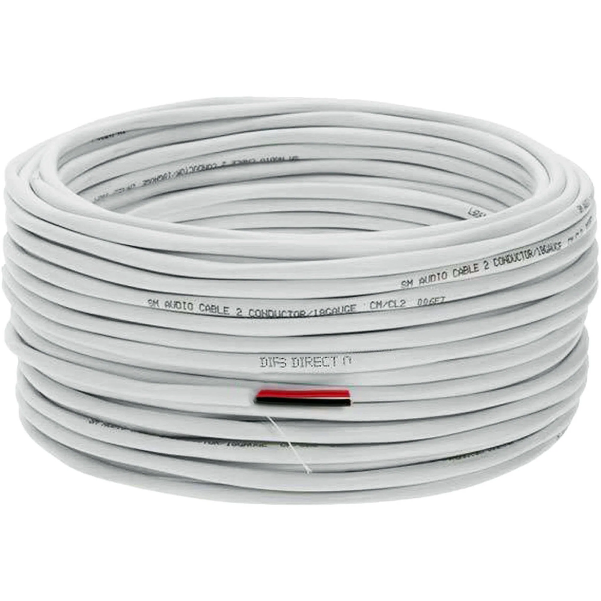 SatMaximum 18 AWG CL2-Rated 2-Conductor Speaker Cable for In-Wall Installation (White, 500') - Image 2