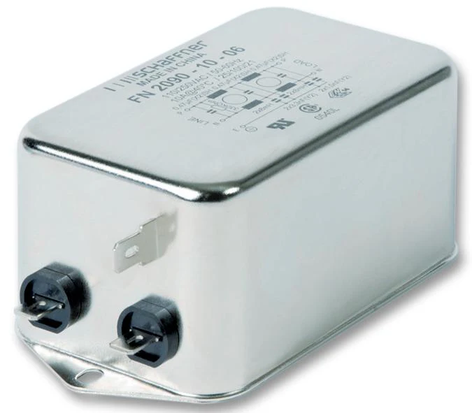 SCHAFFNER FN2090B-20-08 Power Line Filter, Chassis, 1 µF, 250 V, 20 A, Medical, Quick Connect, 2.7 mH