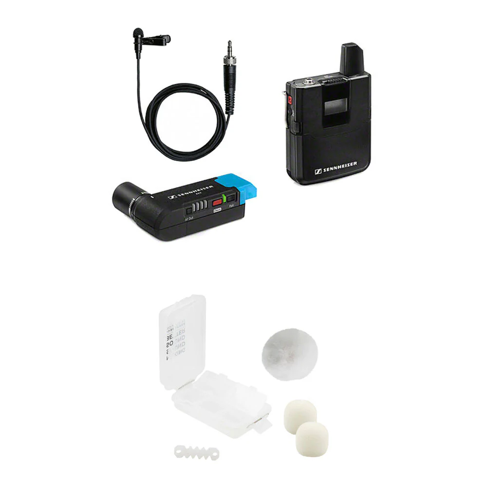 Sennheiser AVX-ME2 SET Digital Camera-Mount Wireless Omni Lavalier Microphone System Kit with Outdoor Wind Protection (White Fur, 1.9 GHz)