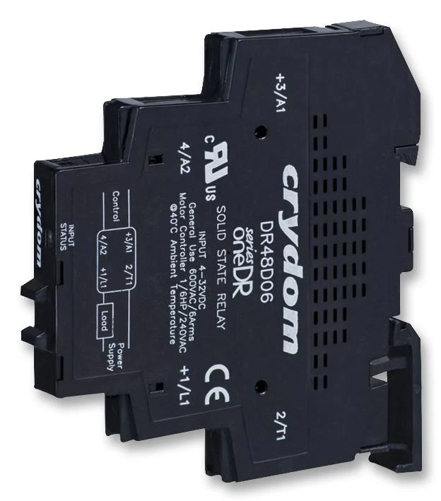 SENSATA/CRYDOM DR24D12 Solid State Relay, 12 A, 280 VAC, DIN Rail, Screw, Zero Crossing