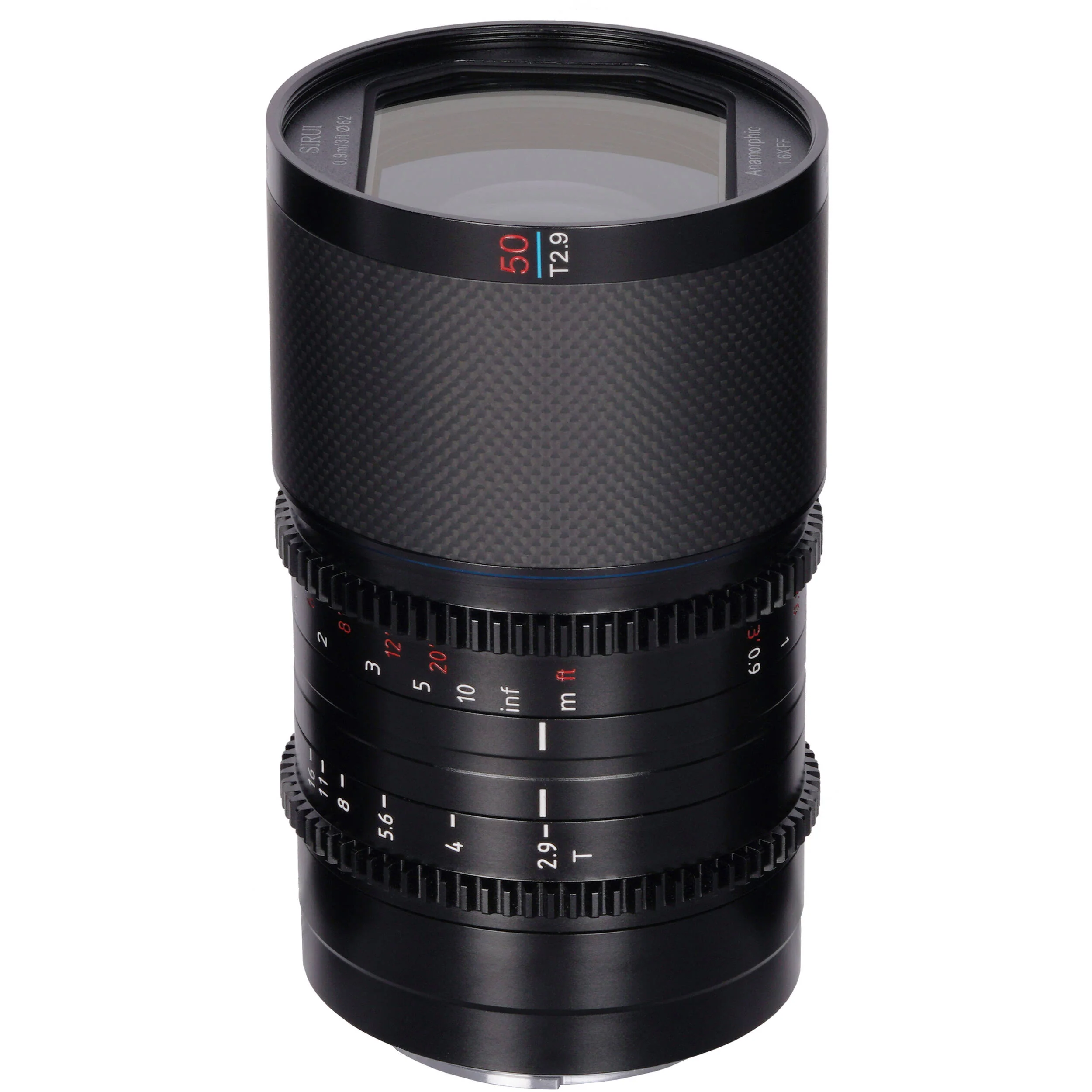 Sirui Saturn 50mm T2.9 1.6x Carbon Fiber Full-Frame Anamorphic Lens (FUJIFILM X, Blue Flare)