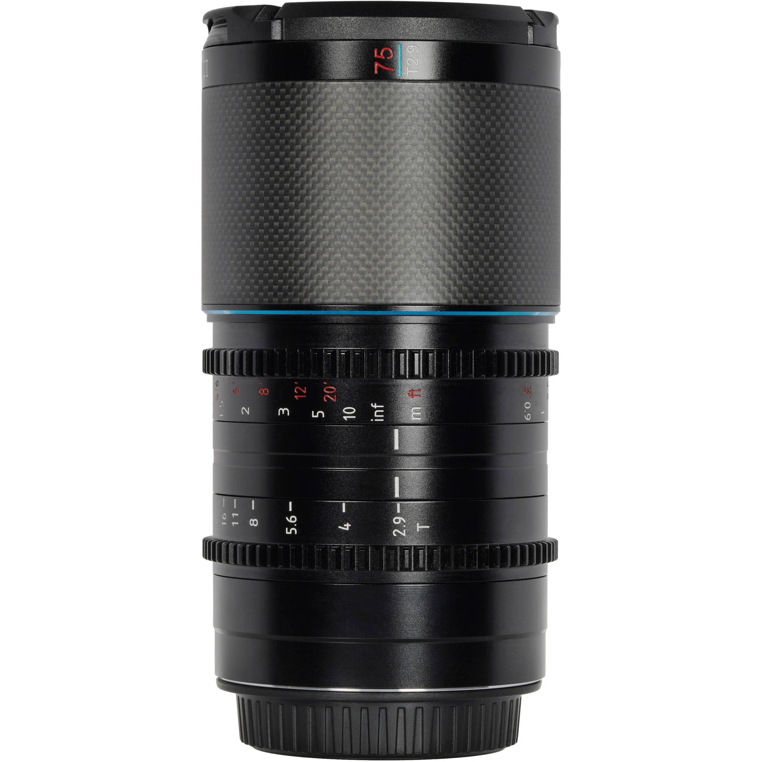 Sirui Saturn 75mm T2.9 1.6x Carbon Fiber Full-Frame Anamorphic Lens (Canon RF, Blue Flare) - Image 2