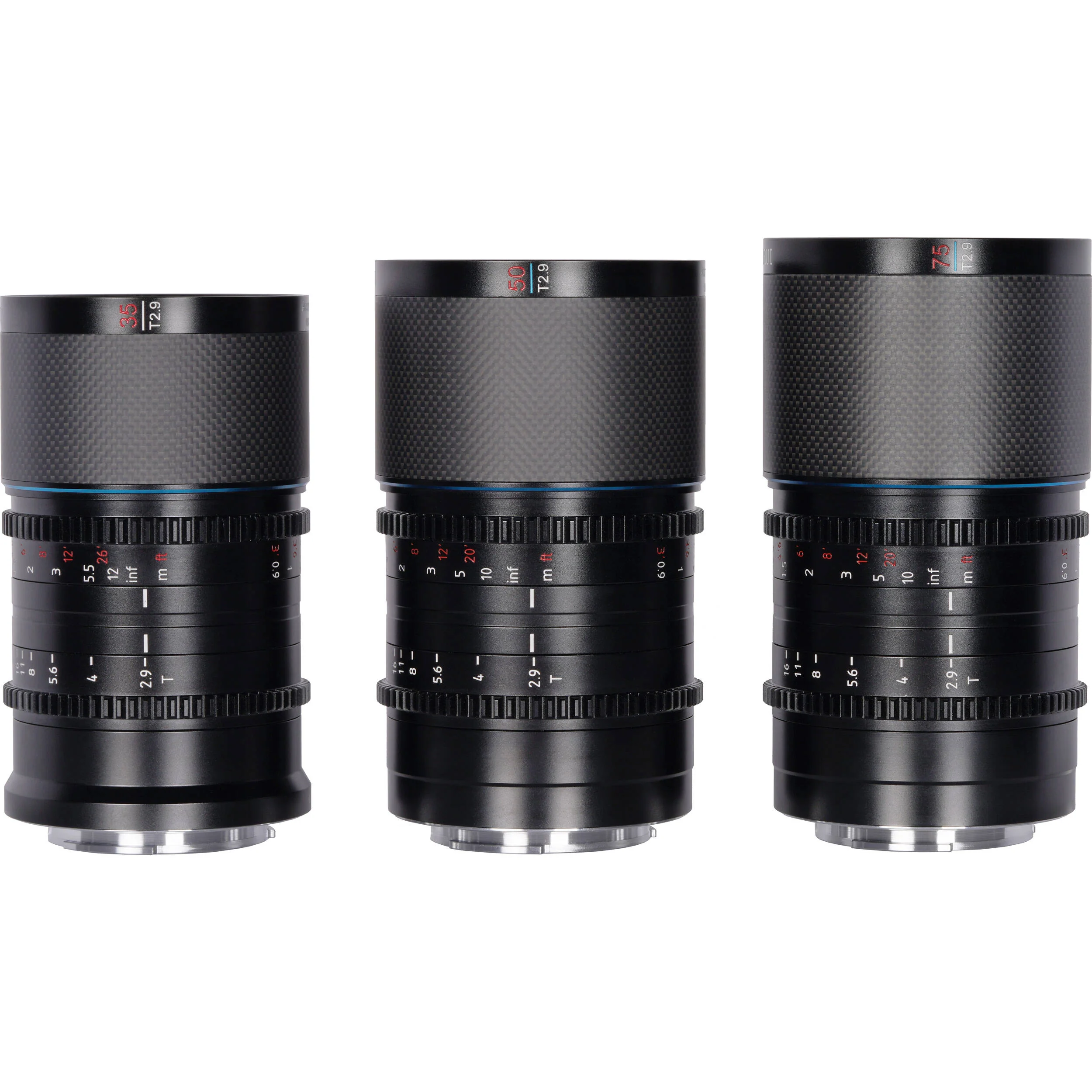 Sirui Saturn T2.9 1.6x Carbon Fiber Full-Frame Anamorphic 3-Lens Set (FUJINON X, Neutral Flare) - Image 2