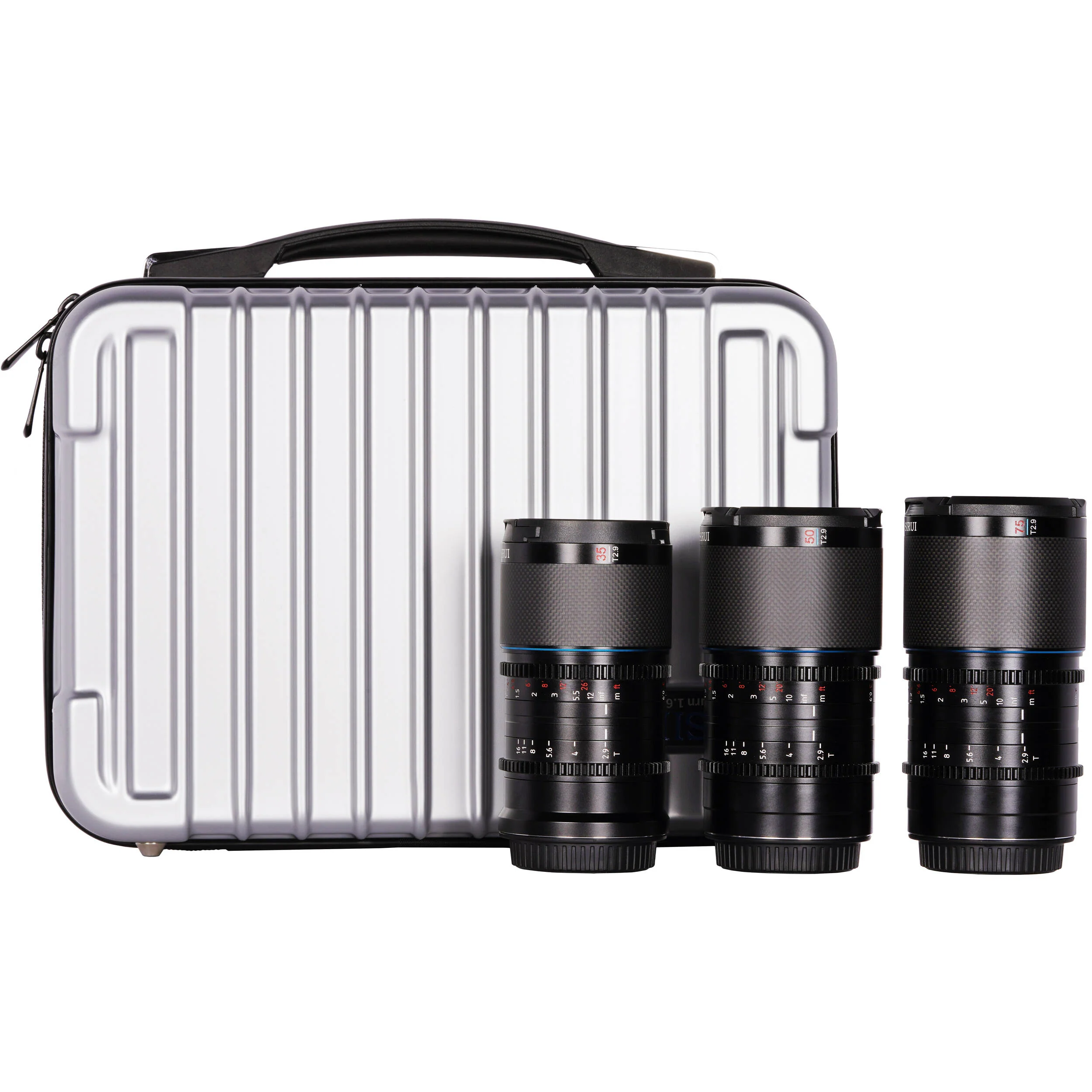 Sirui Saturn T2.9 1.6x Carbon Fiber Full-Frame Anamorphic 3-Lens Set (Leica L, Blue Flare) - Image 4