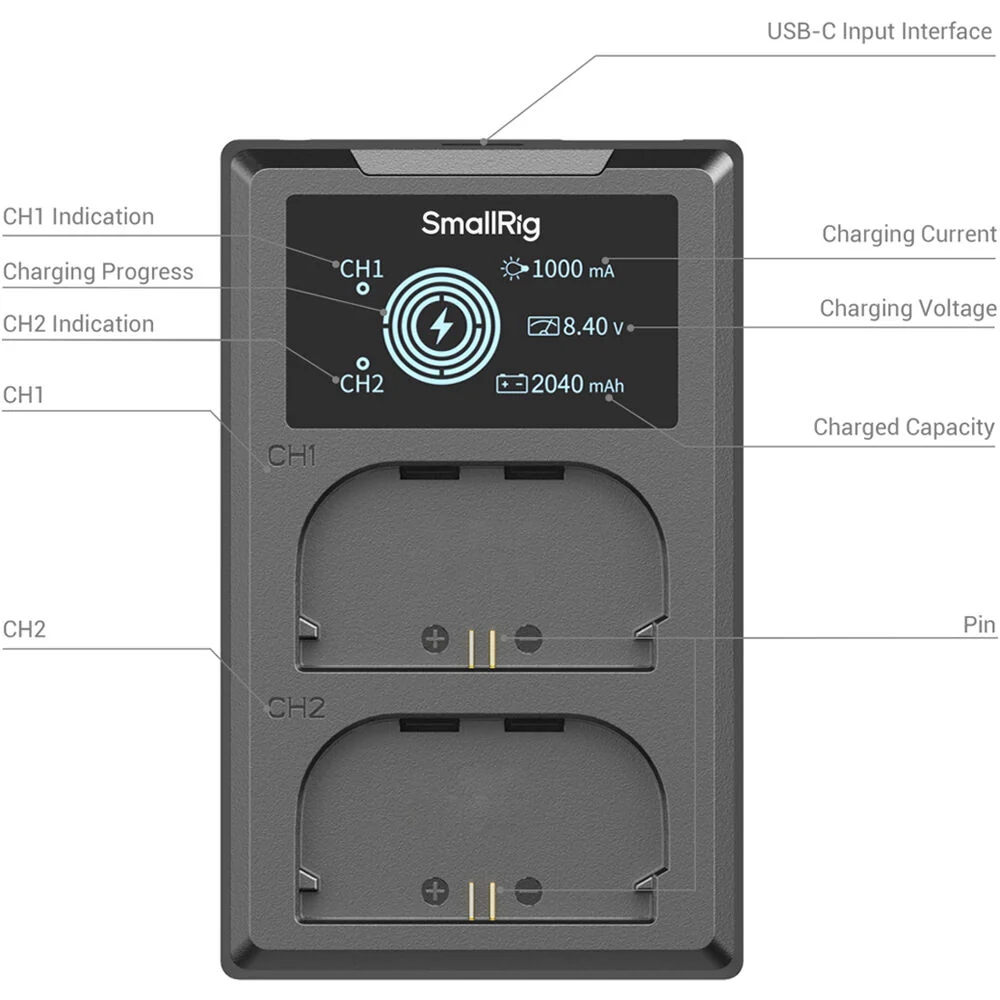 SmallRig E6P-BR26 Kit with 2 Batteries and 2-Bay USB Charger + Intelligent Display Kit - Image 5