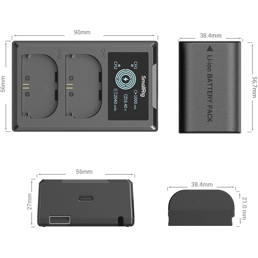SmallRig E6P-BR26 Kit with 2 Batteries and 2-Bay USB Charger + Intelligent Display Kit - Image 7