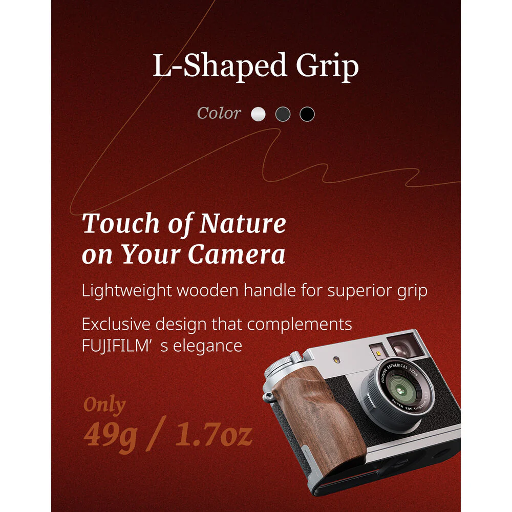 SmallRig L-Shaped Mount Plate with Wooden Handle for FUJIFILM X half (Silver) - Image 5