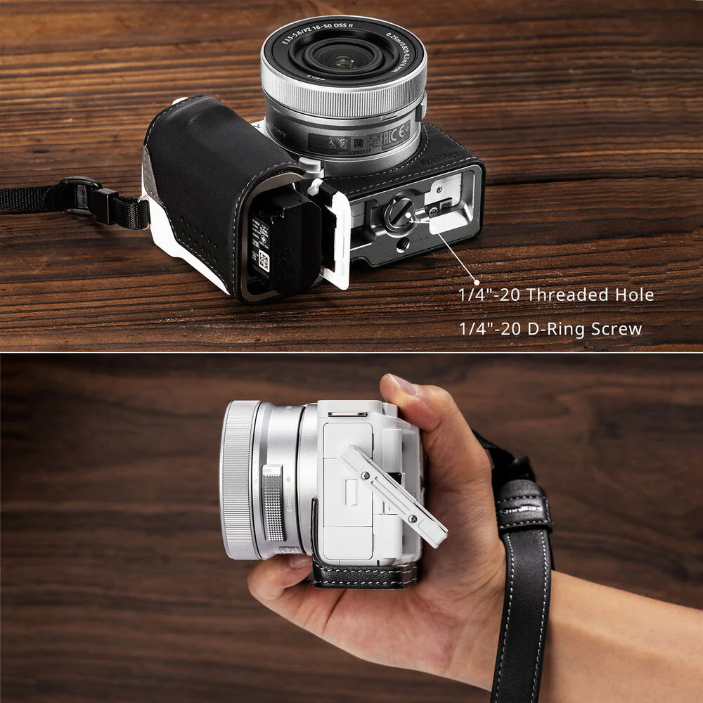 SmallRig Leather Half Case with Wrist Strap for Sony ZV-E10 II (Black) - Image 4