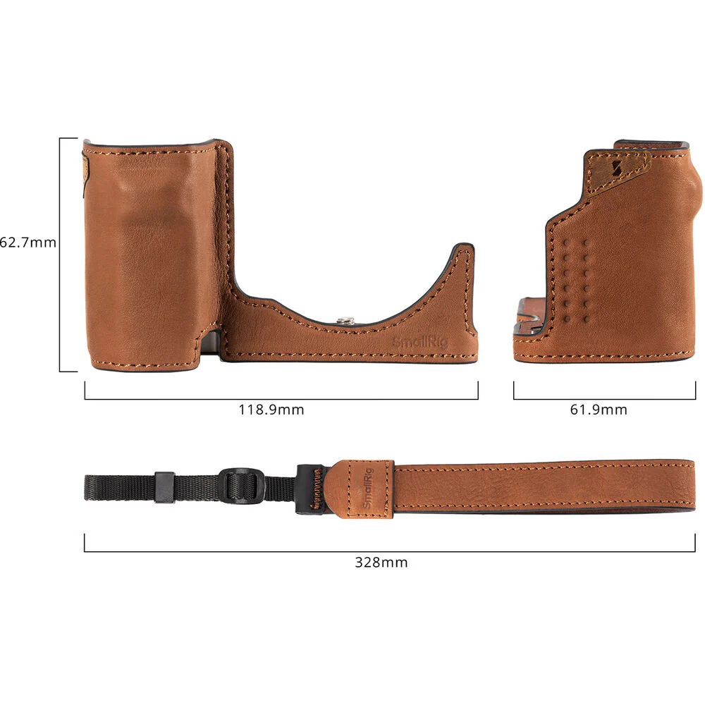 SmallRig Leather Half Case with Wrist Strap for Sony ZV-E10 II (Brown) - Image 3