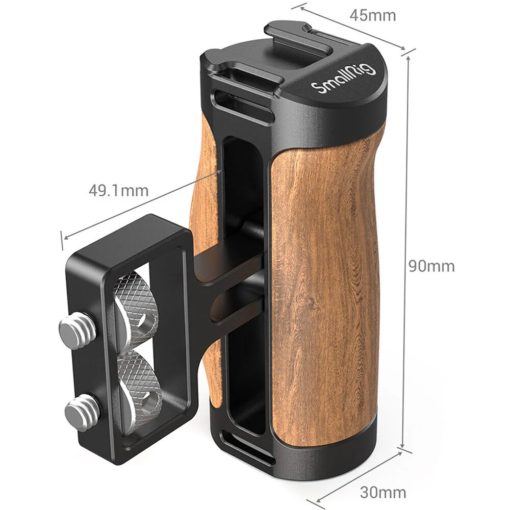 SmallRig Mini Wood Side Handle with Dual 1/4"-20 Screw Mount - Image 3