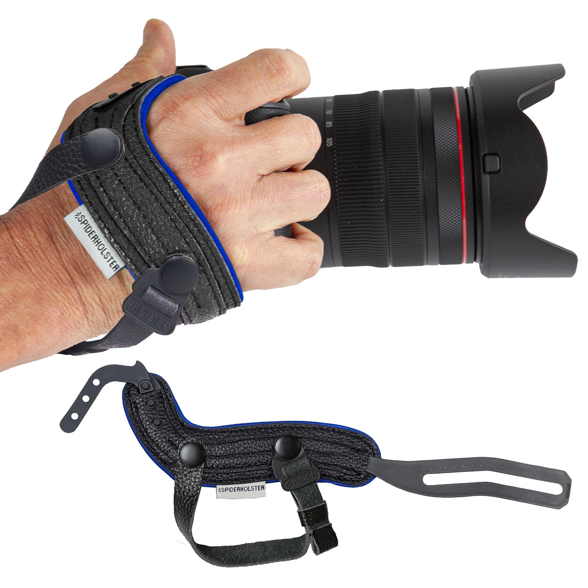 Spider Camera Holster SpiderPro Hand Strap v2 (Black with Blue Trim) - Image 2