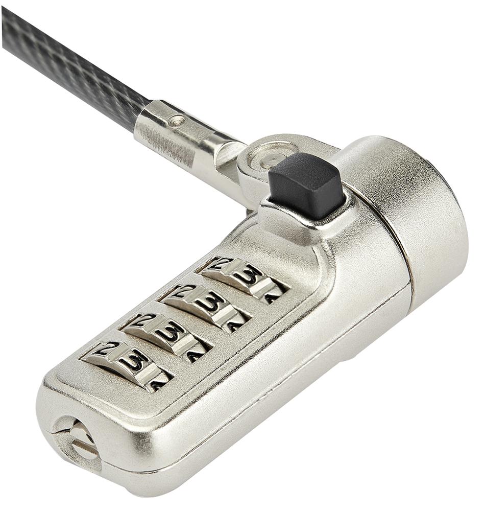 Startech Ltlocknbl LTLOCKNBL Laptop Cable Lock Wedge Slot Portable 4 Digit 2 m Black & Silver - Image 3