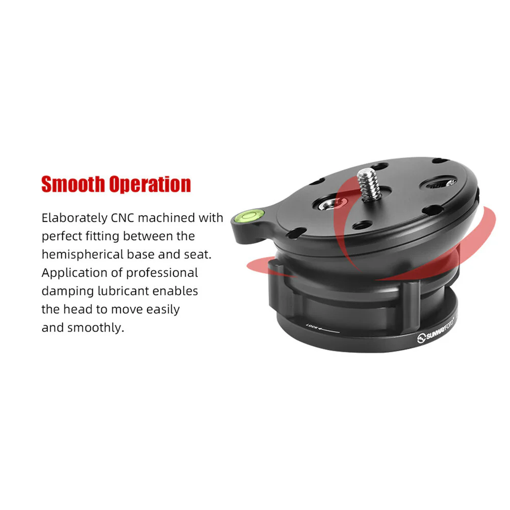 Sunwayfoto LB-68 Leveling Base&nbsp;with External Bubble Level (Black) - Image 4