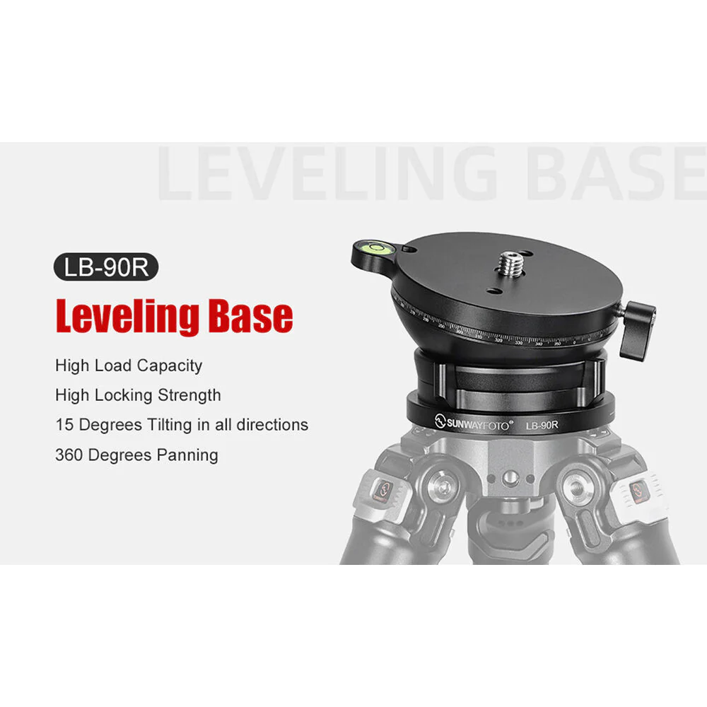 Sunwayfoto LB-90R Leveling Base&nbsp;with Panoramic Platform and External Bubble Level (Black) - Image 3