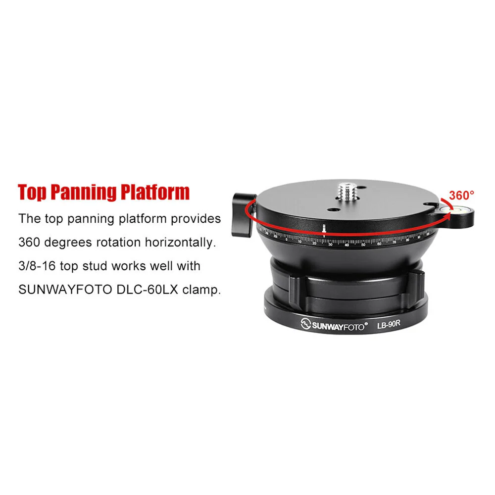 Sunwayfoto LB-90R Leveling Base&nbsp;with Panoramic Platform and External Bubble Level (Black) - Image 5